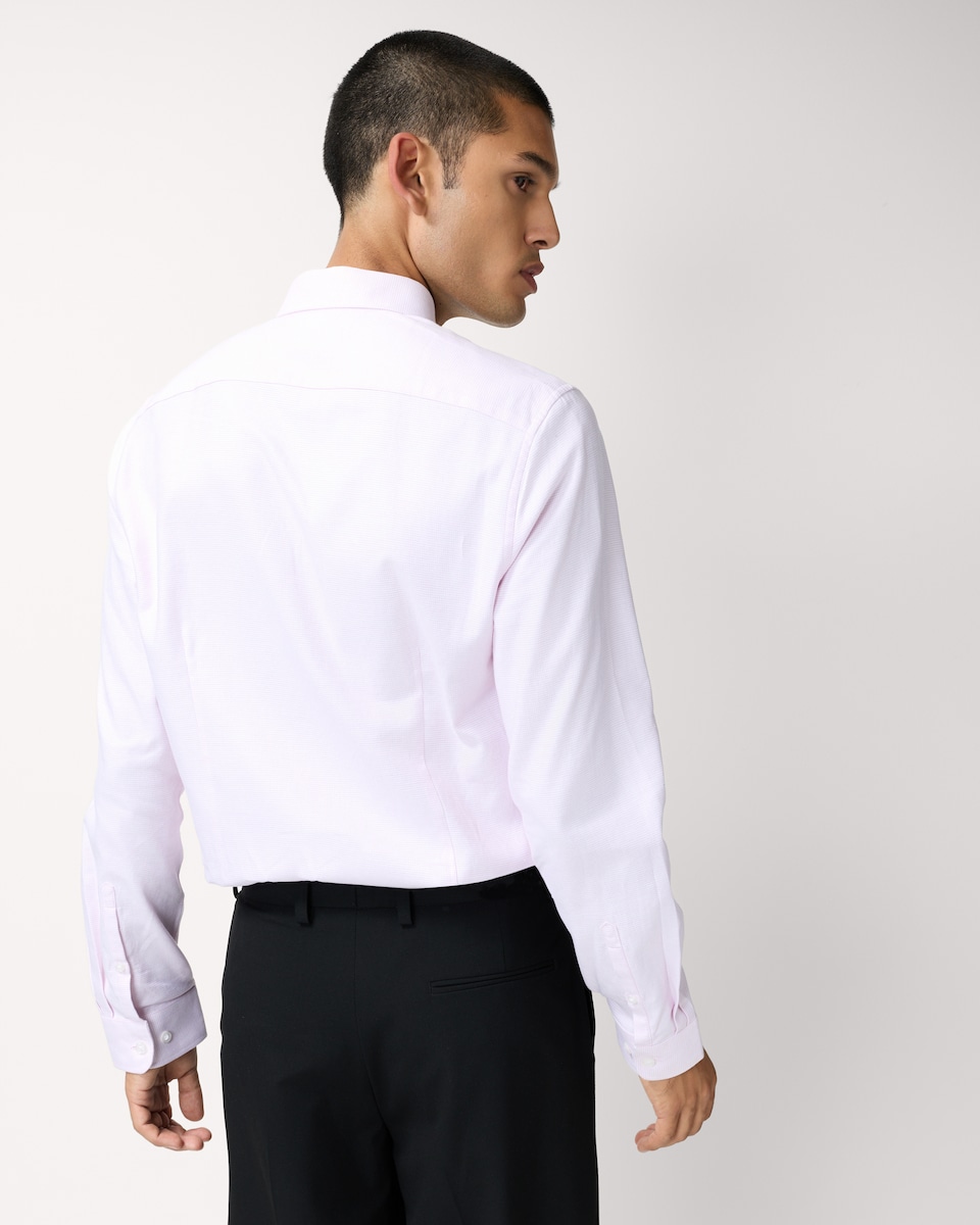 image 1 of F&F Pure Cotton Textured Slim Fit Shirt in Pink