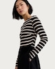 image 2 of F&F Stripe Print Long Sleeved Midi Dress in Multi Black