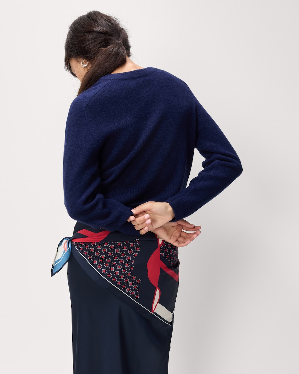 image 1 of F&F Knitted Crew Neck Cardigan in Navy