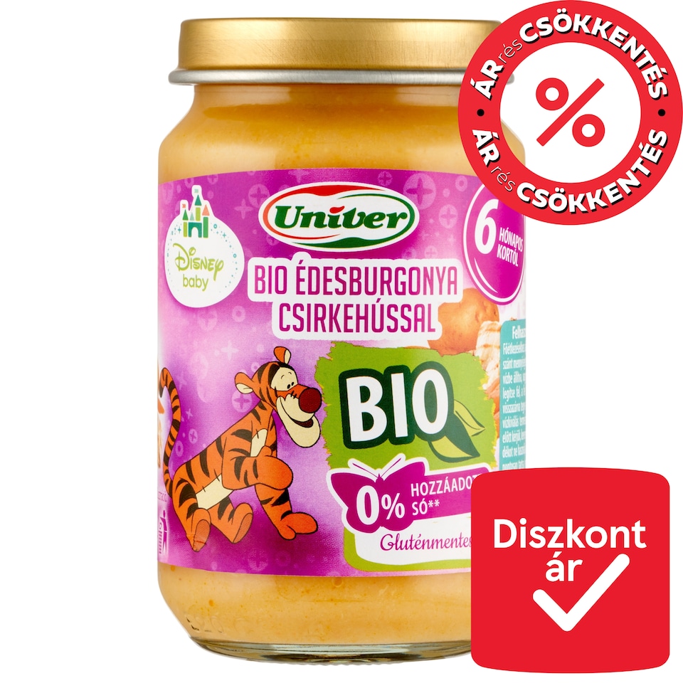 Univer Disney Baby bio édesburgonya csirkehússal bébiétel 6 hónapos kortól 163 g  1. kép