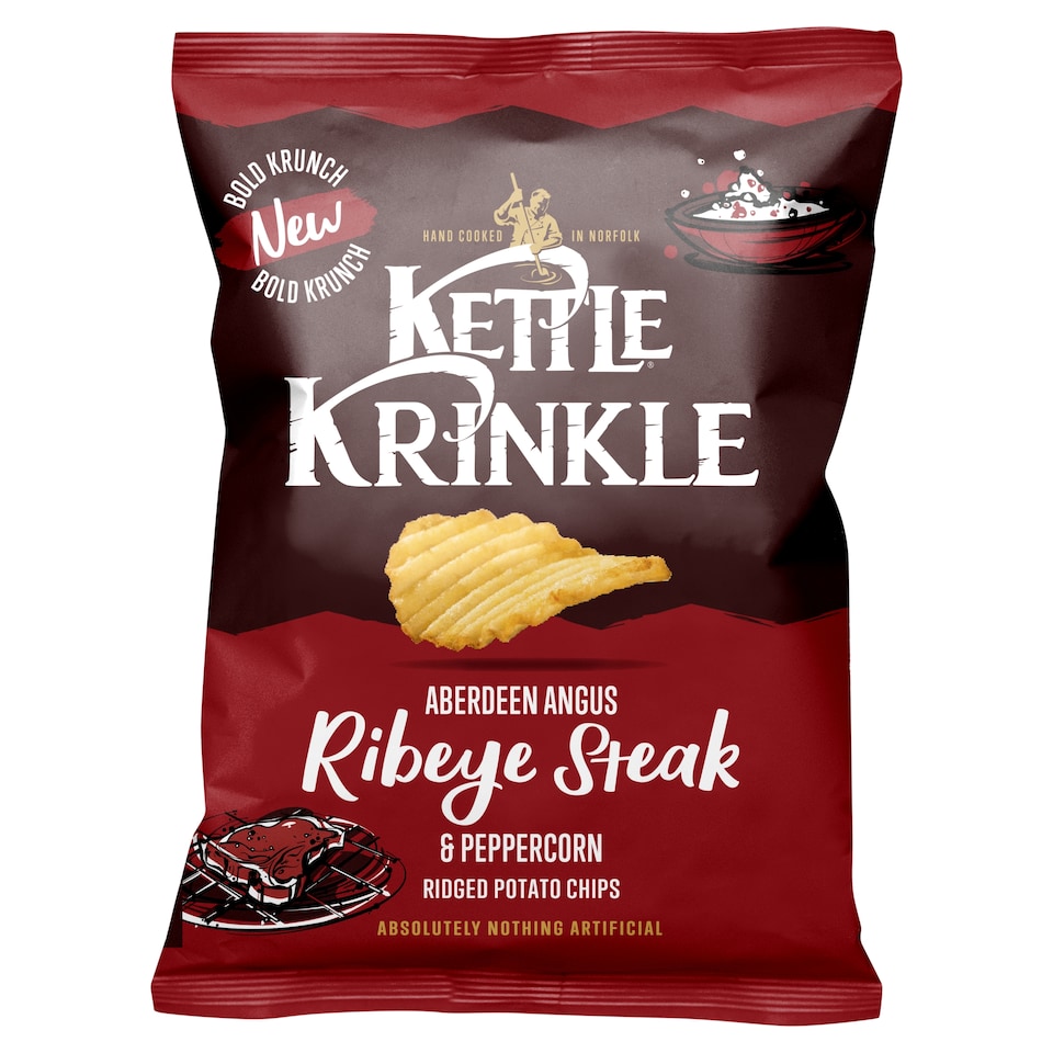  KETTLE Krinkle Aberdeen Angus Ribeye Steak & Peppercorn Chips 40g