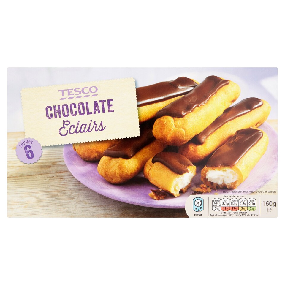 Tesco 6 Chocolate Eclairs 160G Price Marked Tesco Groceries