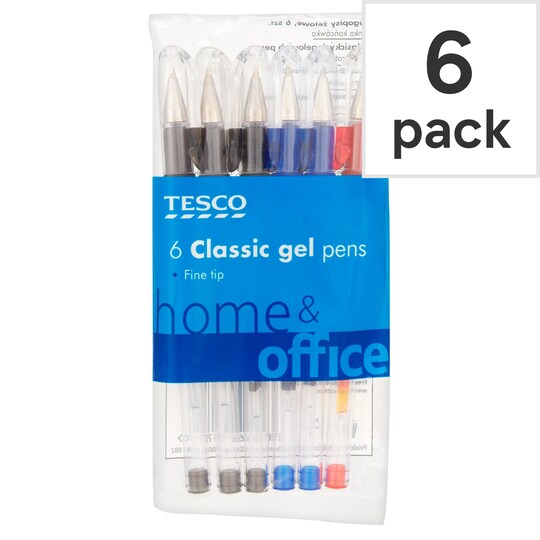 Tesco Classic Gel Pens Asstd 6 Pack Tesco Groceries