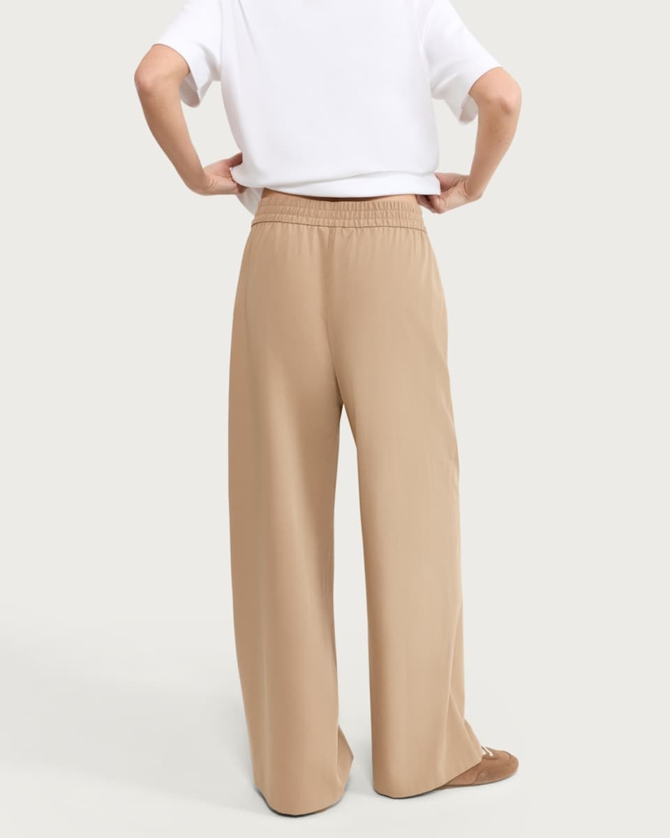 image 1 of F&F Pleated Wide Leg Joggers in Beige
