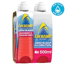 Lucozade Sport  Drink Zero Sugar Raspberry & Passion Fruit 4 x 500ml