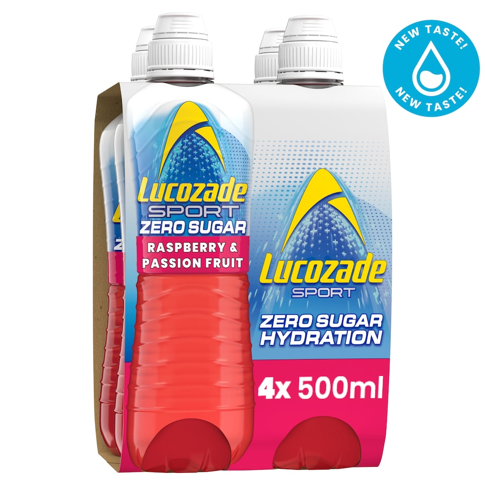 Lucozade Sport  Drink Zero Sugar Raspberry & Passion Fruit 4 x 500ml