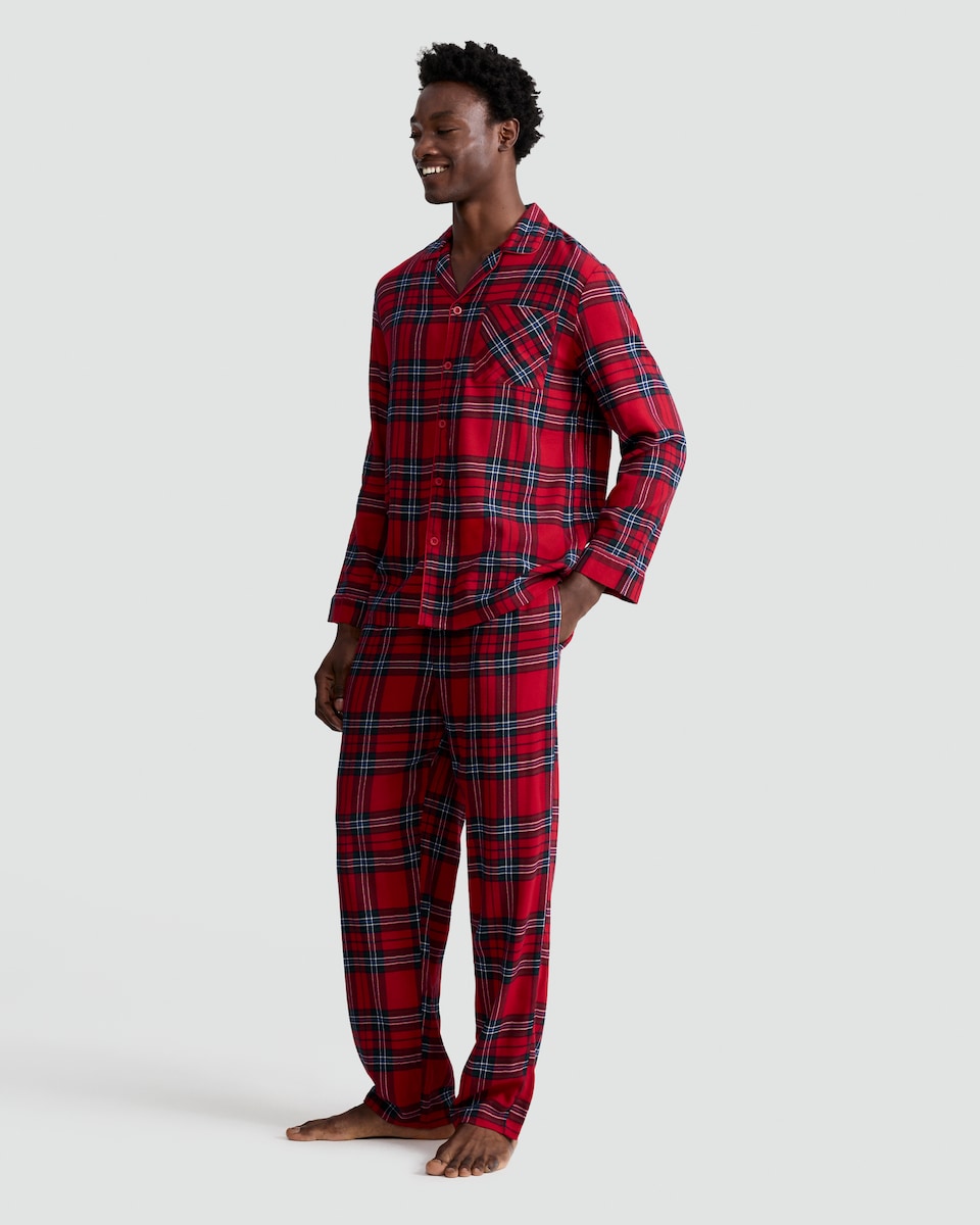 image 1 of F&F Check Woven Matching Family Christmas Pyjamas in Red