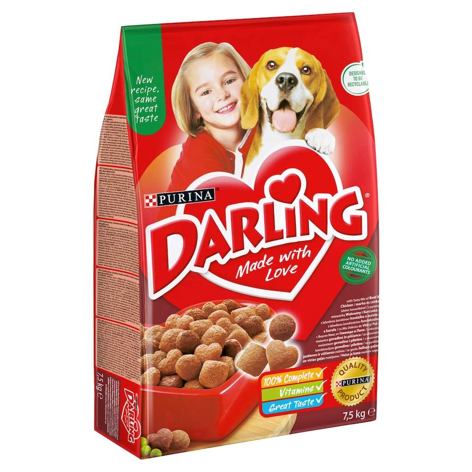 Purina Darling Complete Pet Food for Adult Dogs with Mixture of Beef and Chicken 7,5 kg