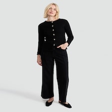 F&F Cotton Rich Boucle Textured Cardigan in Black
