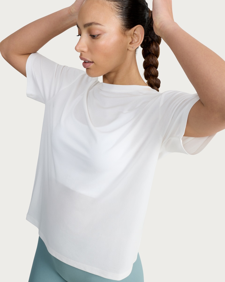 image 1 of F&F Active Modal Rich Short Sleeved T-Shirt in Cream