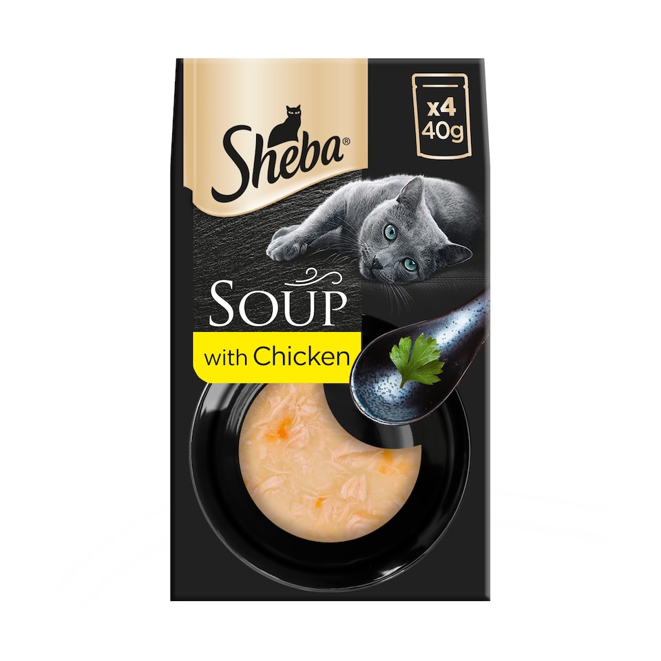 image 1 of Sheba Classics Cat Food Soup Pouches Chicken Fillet 4x40g