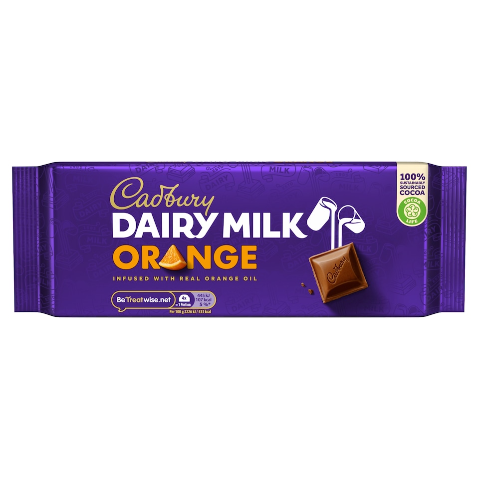 Cadbury Dairy Milk Orange Chocolate Bar 180g