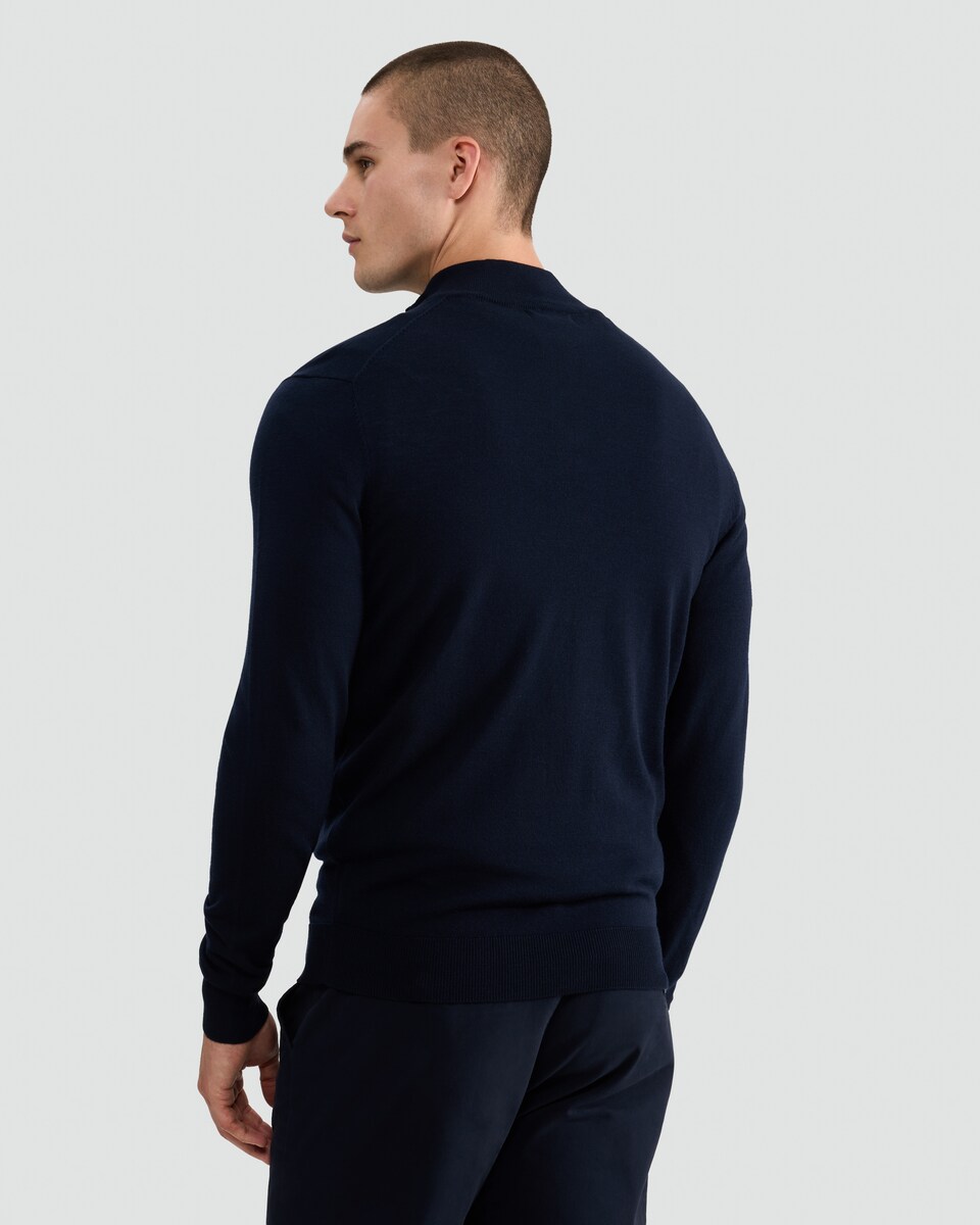 image 1 of F&F Pure Merino Wool High Neck Jumper in Navy