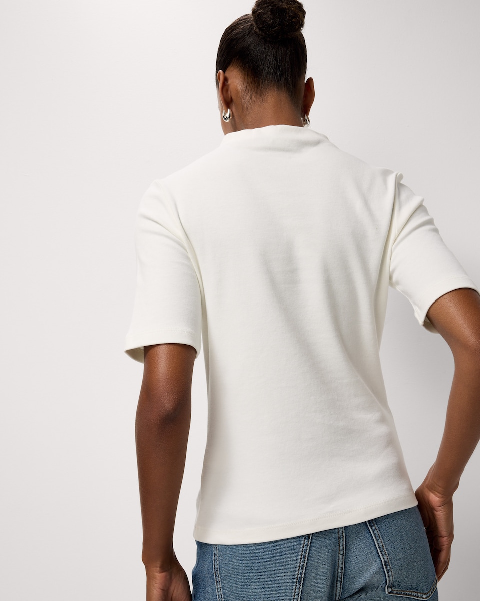 image 1 of F&F Pure Cotton Slash Neck Top in Cream