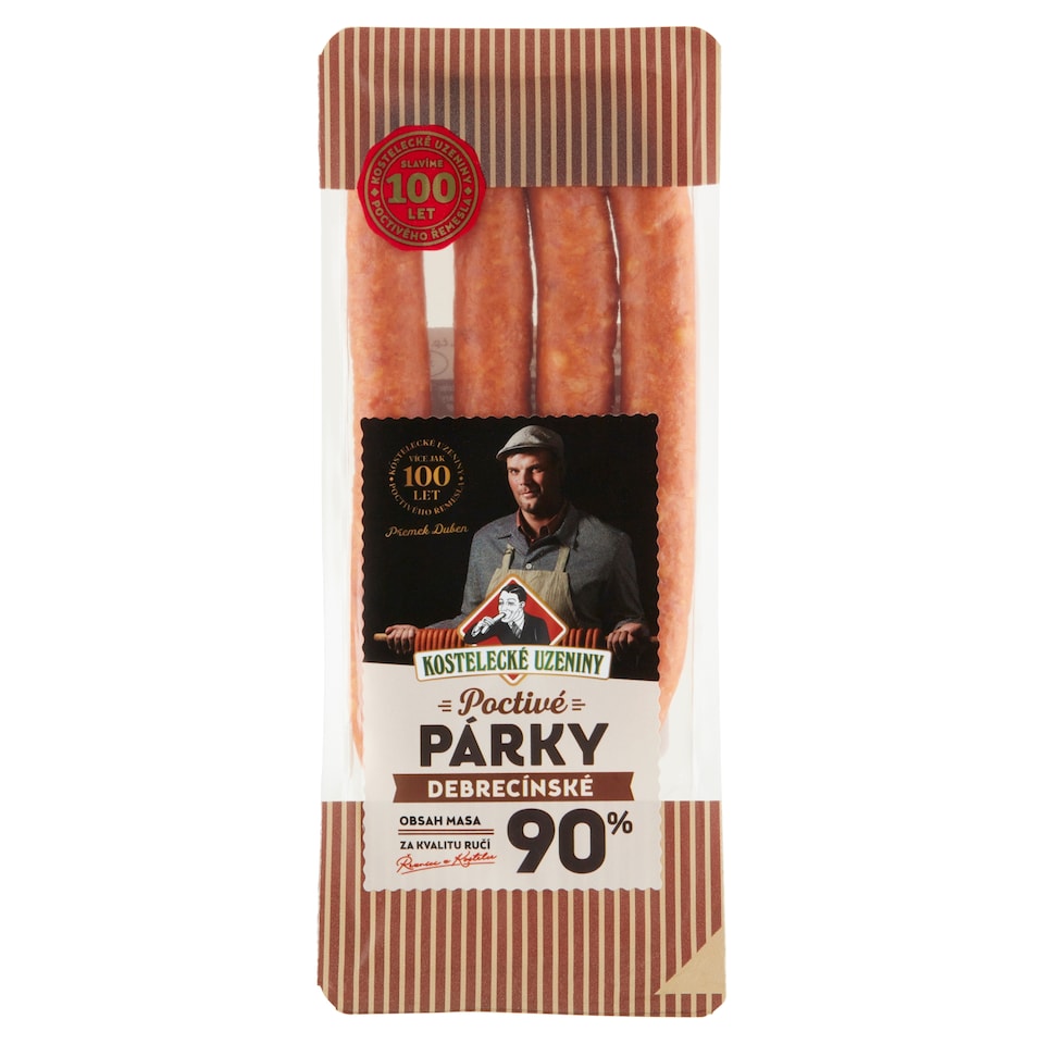 Obrázek 1 pro produkt Kostelecké Uzeniny Poctivé párky debrecínské 0,180kg