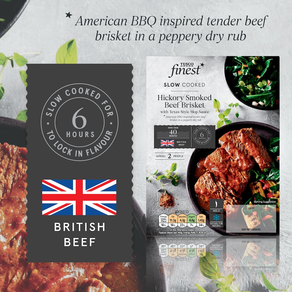 image 1 of Tesco Finest Slow Cooked Hickory Smoked Beef Brisket 457g