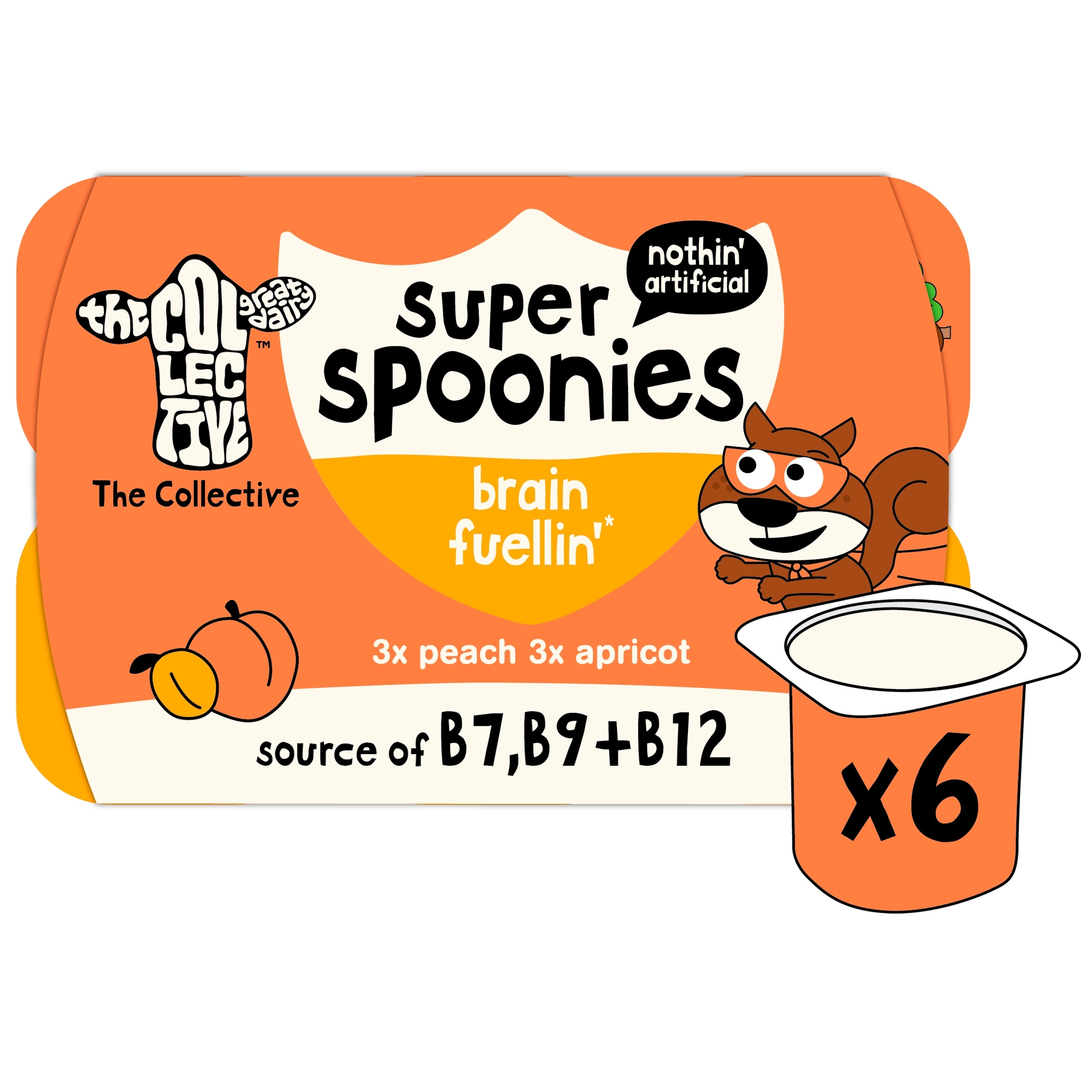 The Collective Dairy Super Spoonies Brain Fuellin Peach & Apricot Yoghurt 6x42g