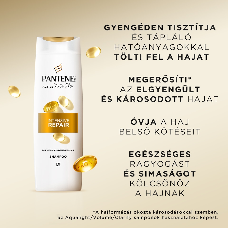 Pantene Pro-V Intensive Repair sampon, Pro-V formula+antioxidánsok, gyenge és sérült hajra, 400ml 1. kép