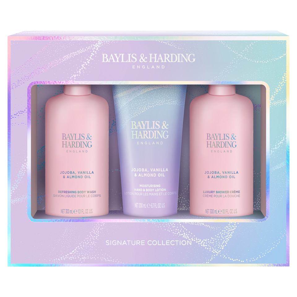 Baylis & Harding Signature Collection Jojoba Vanilla & Almond Oil 3 Piece Gift Set