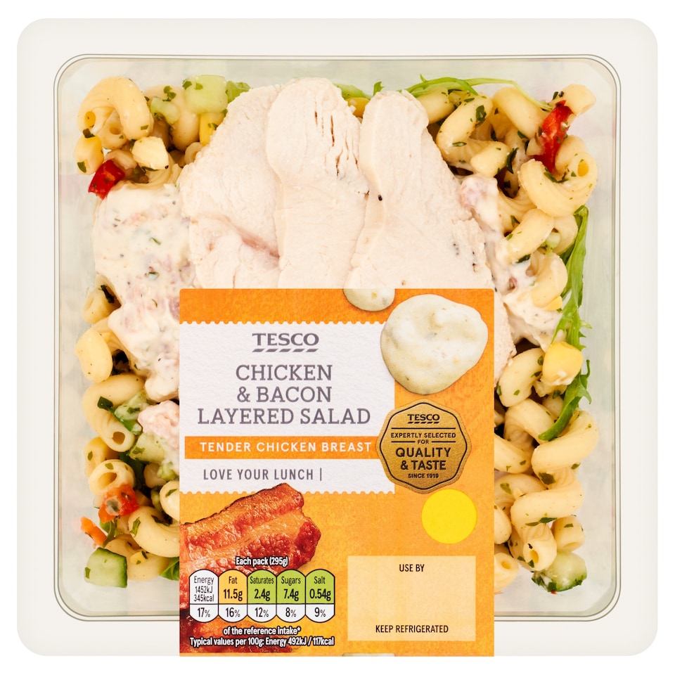 Tesco Chicken & Bacon Layered Salad 290G