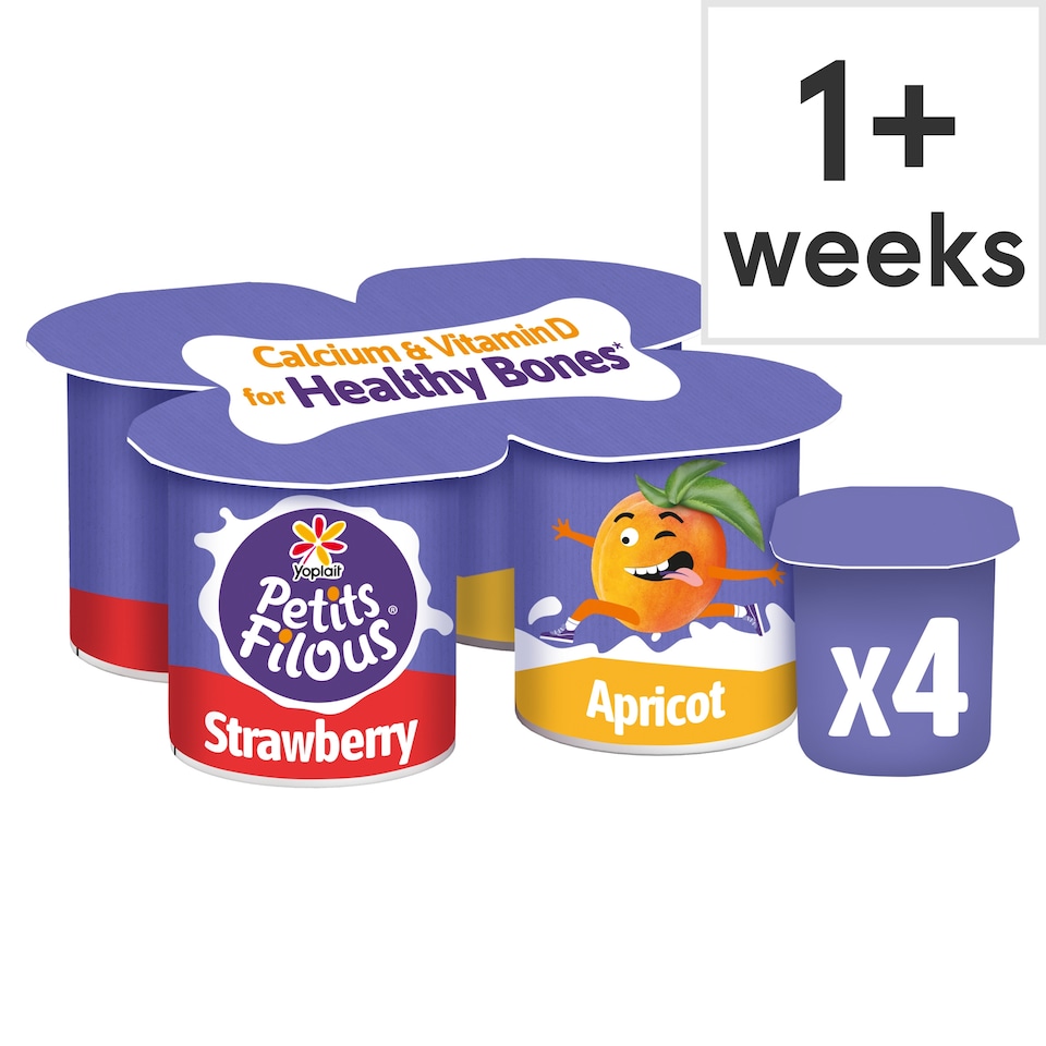 image 1 of Petits Filous Strawberry & Apricot Kids Yoghurt Big Pots 4x85g