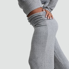 OH ME OH MY Ribbed Fold Over Waist Trousers in Grey