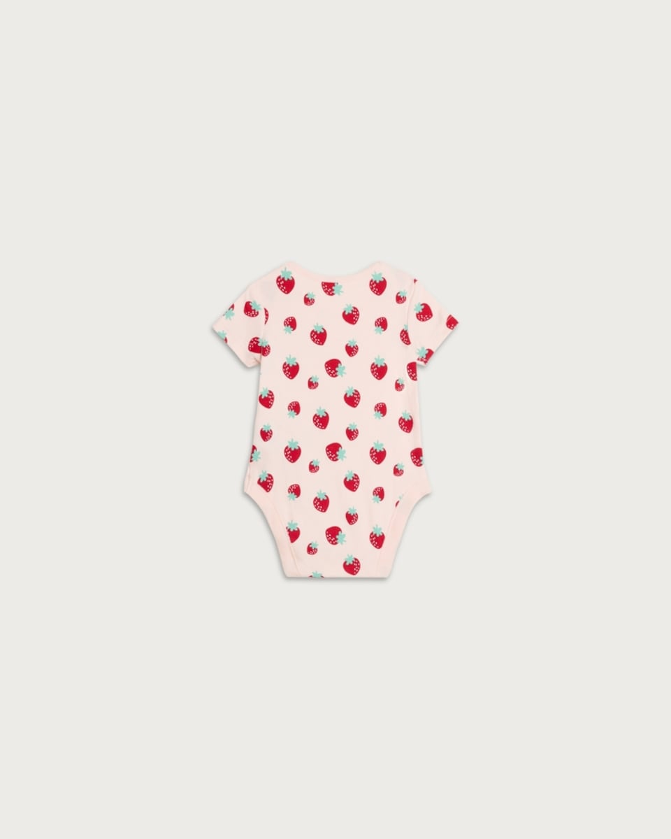 image 1 of F&F Baby 5-Pack Pure Cotton Fruit Print Short Sleeved Bodysuits in Pink