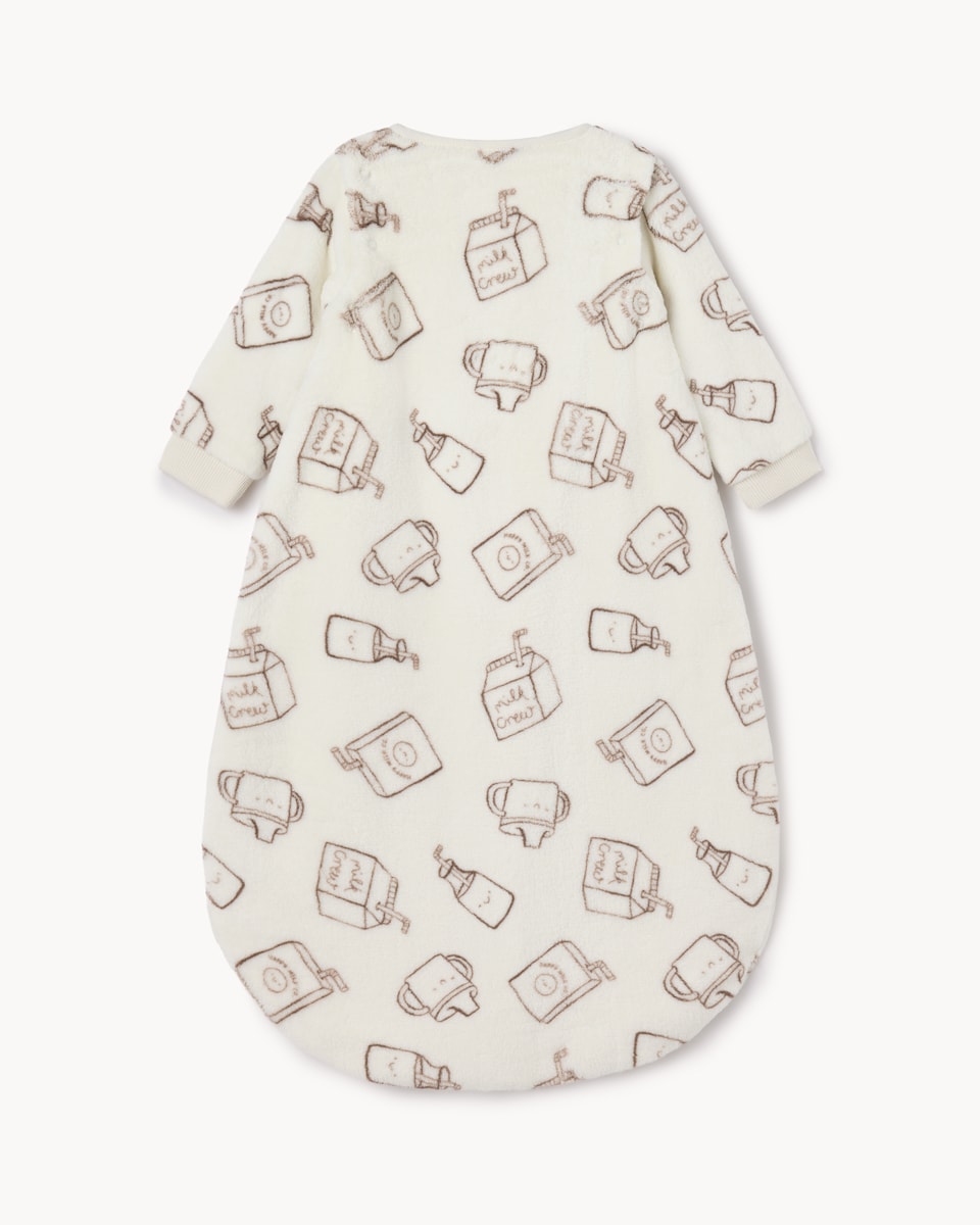 image 1 of F&F Baby Milk Printed Long Sleeved Fleece 1.5 Tog Sleep Bag in Neutral