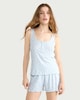 image 1 of F&F Ribbed Floral Print Short Pyjama Set in Blue