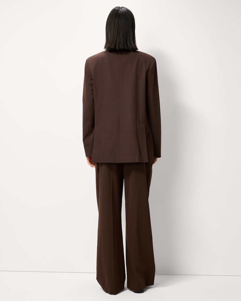 image 1 of F&F Double Pleated Wide Leg Trousers in Brown