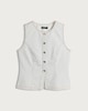 image 4 of F&F Pure Cotton Striped Co-ord Denim Waistcoat in White