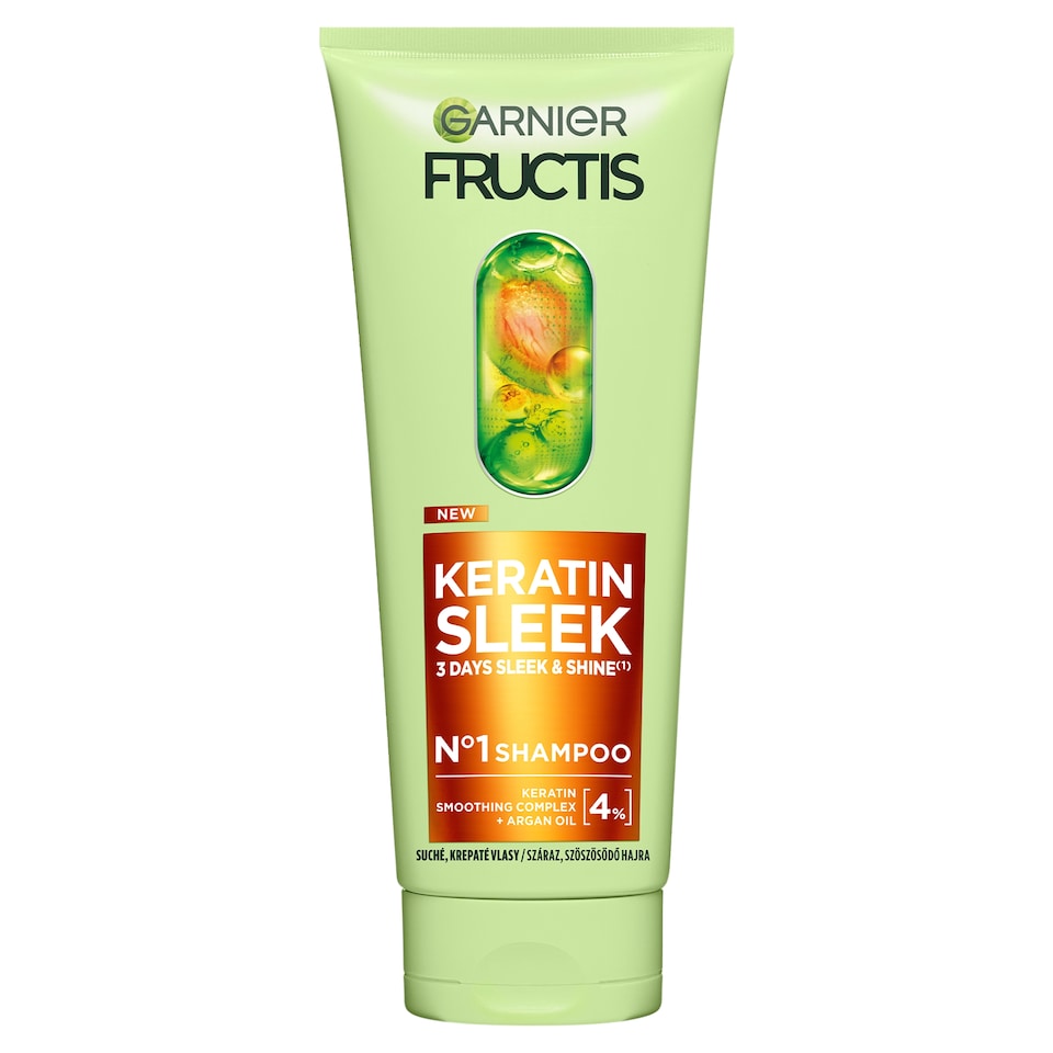 Garnier Fructis Keratin Sleek sampon száraz, szöszösödő hajra 200 ml  1. kép