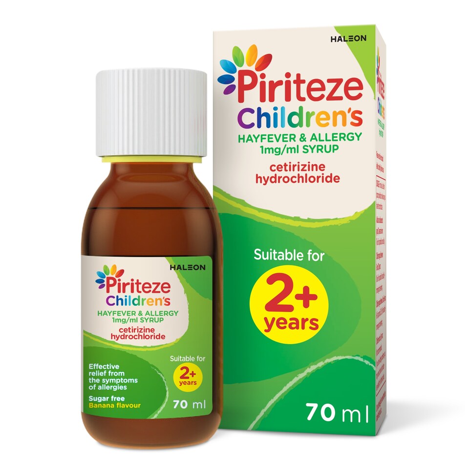 image 1 of Piriteze Allergy Relief Syrup 2+ Banana Flavoured 70Ml