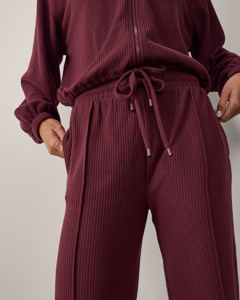 image 1 of F&F Active AFTERCLASS Ribbed Wide Leg Joggers in Brown