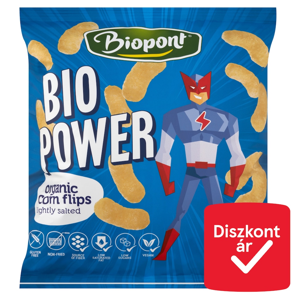 Biopont Bio Power Bio gluténmentes kukorica snack enyhén sós 55 g  1. kép
