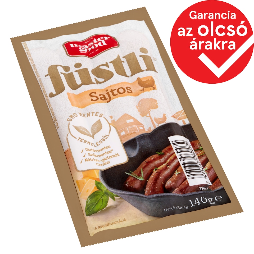 Master Good Füstli sajtos, füst ízesítésű virsli csirkehúsból 140 g