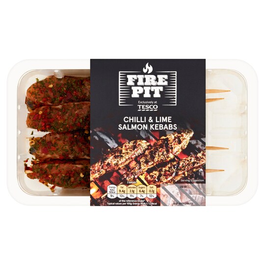 T Firepit Chilli & Lime Salmon Kebabs 177G Tesco Groceries