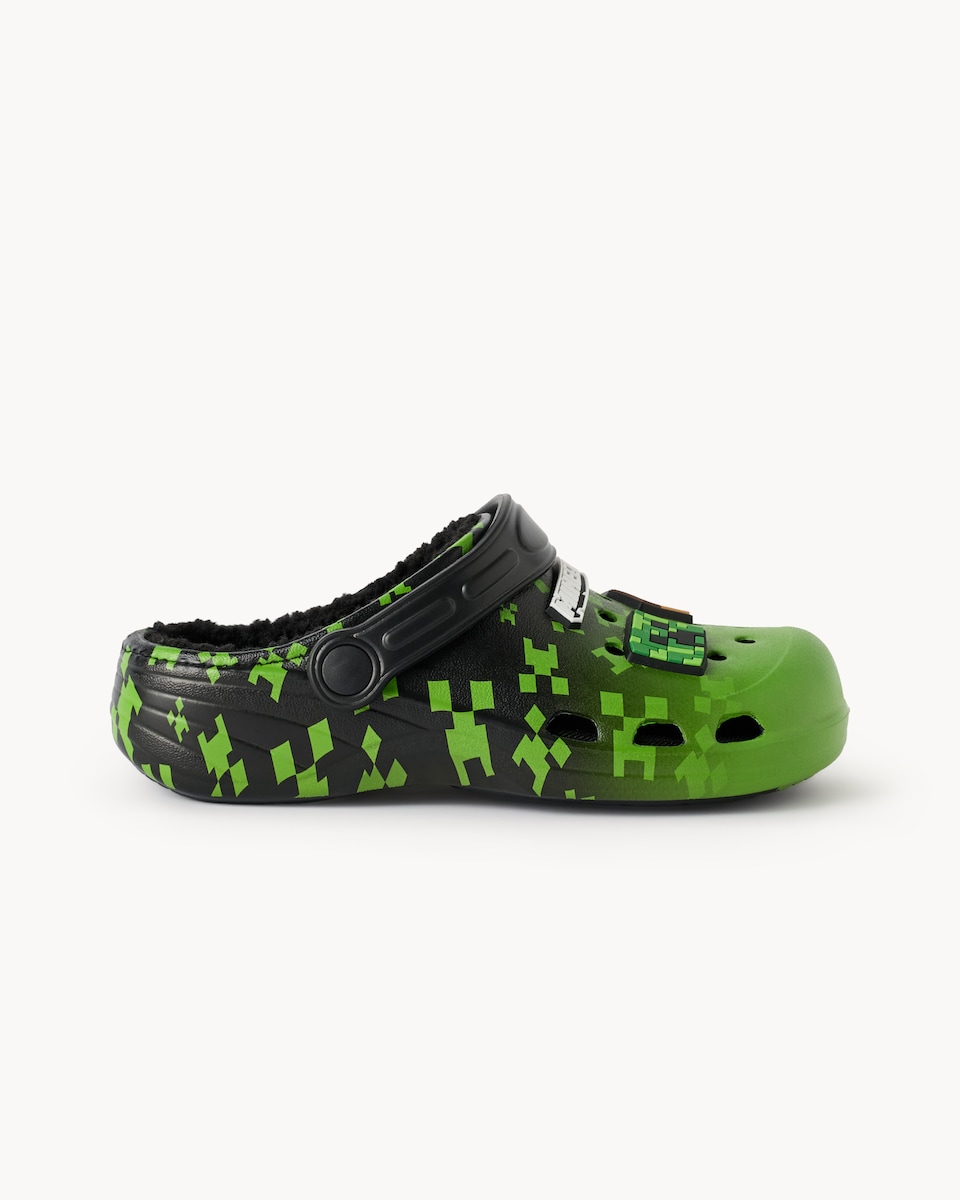 image 1 of Minecraft Fleece Lined Clogs in Black