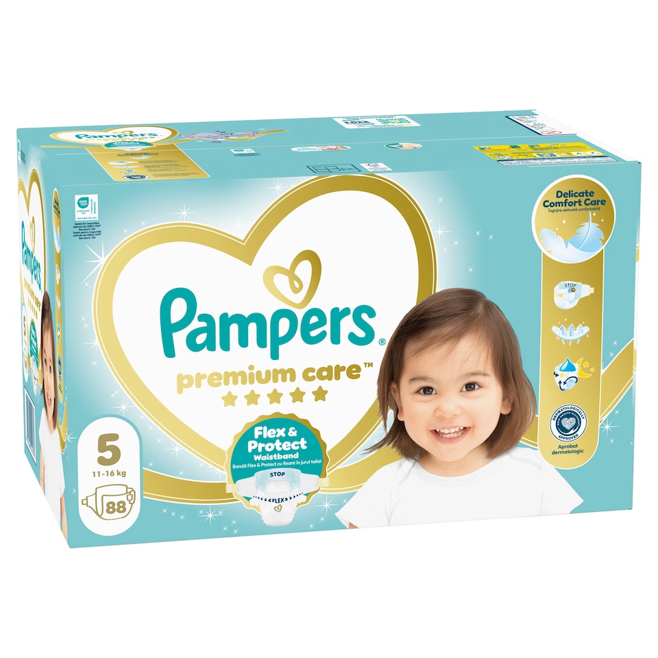 Obrázek 1 pro produkt Pampers Premium Care Velikost 5, 88 Plenek, 11kg-16kg