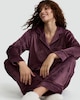 image 1 of F&F Fleece Textured Bow Print Shirt and Trousers Revere Pyjama Set in Purple