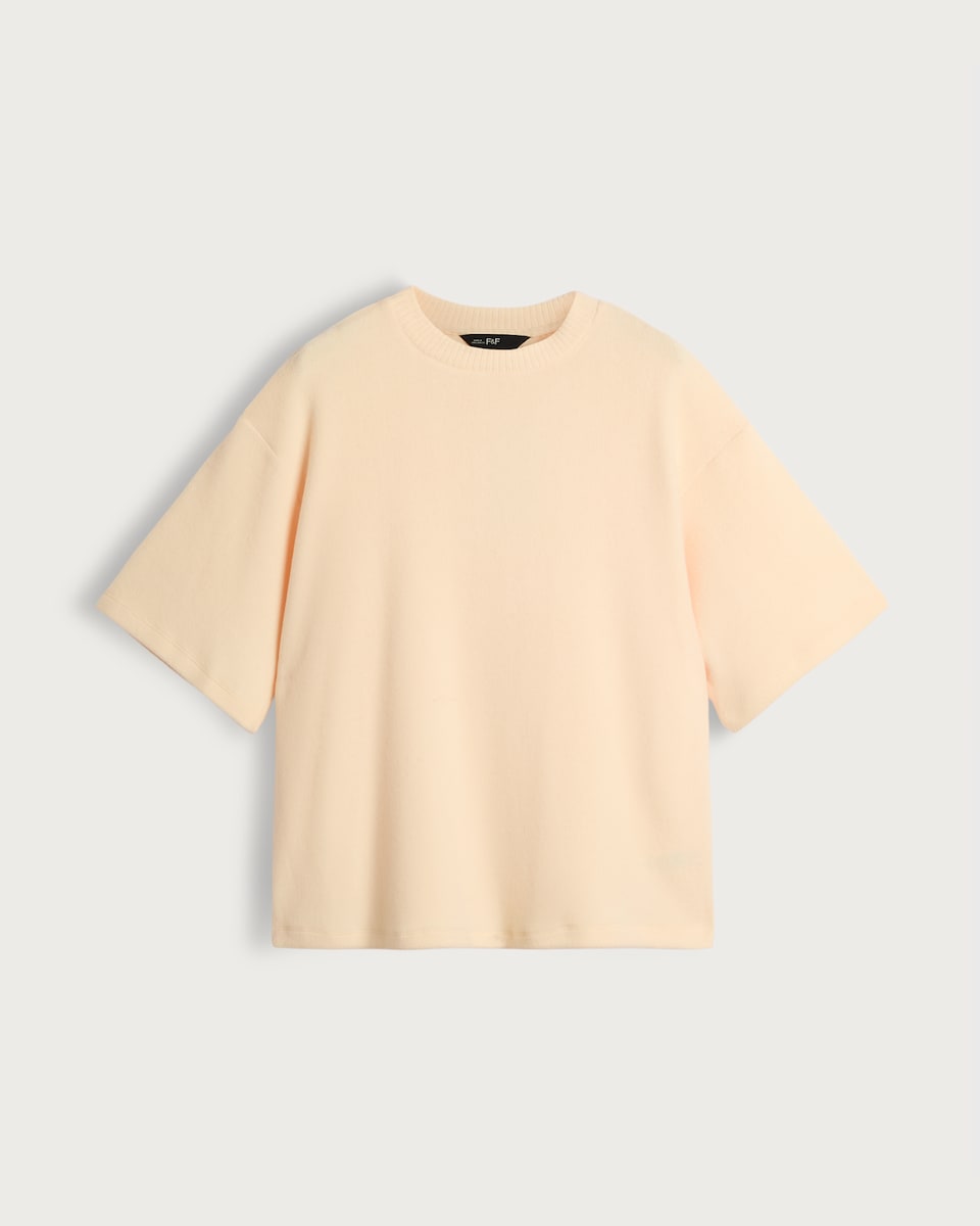 image 1 of F&F Boxy Fit Short Sleeved Brushed T-Shirt in Yellow