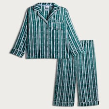 Wicked Print Satin Shirt and Trousers Pyjamas in Purple