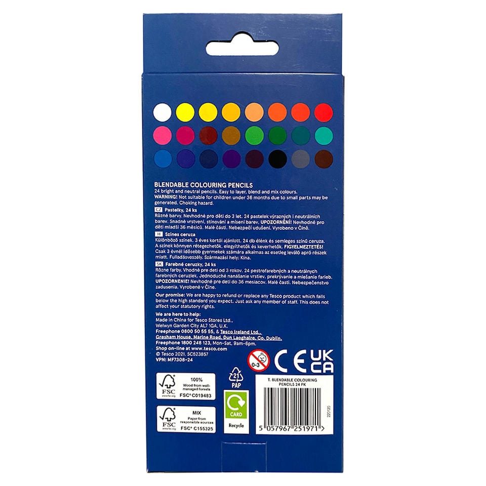 image 1 of Tesco Blendable Colouring Pencils 24 Pack