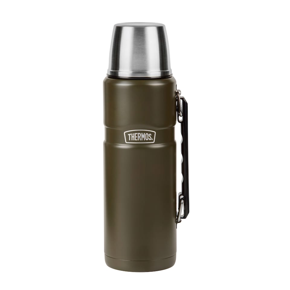 Thermos King Matte Army Green Stainless Metal Flask 1.2L