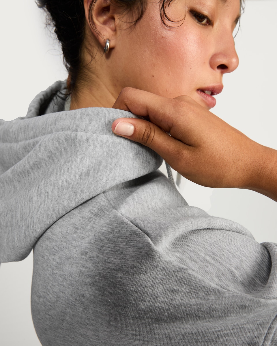 image 1 of F&F Active Cotton Rich Hooded Sports Sweatshirt in Grey Marl