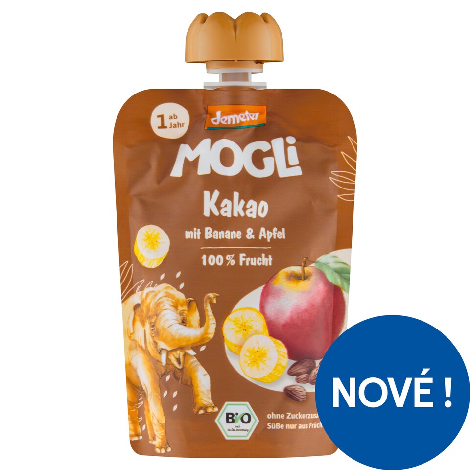 Mogli Bio kakaová kapsička s jablkem a banánem 100g