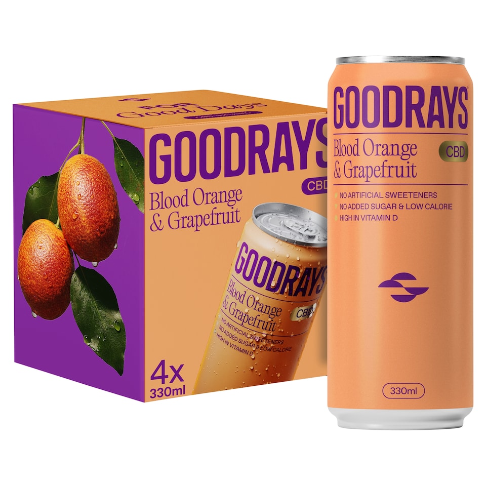 image 1 of Goodrays CBD Blood Orange & Grapefruit Drink 4 x 330ml