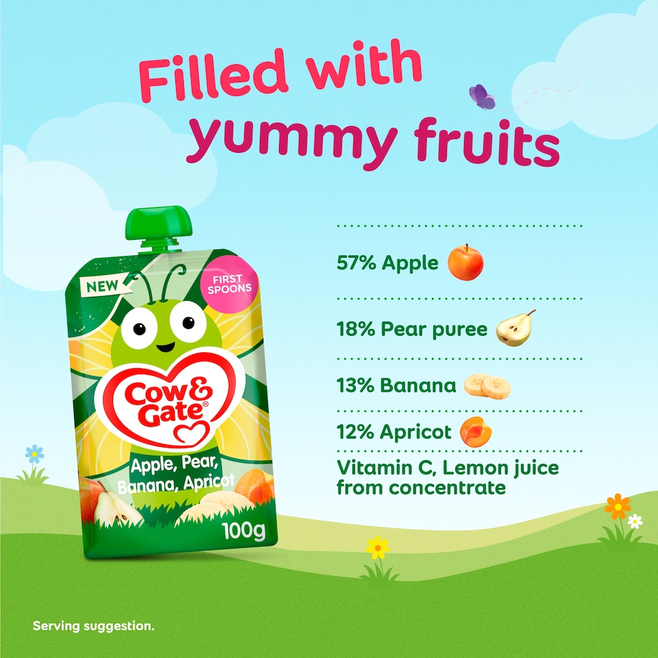 image 1 of Cow & Gate Pouches Apple Pear Banana Apricot 100g