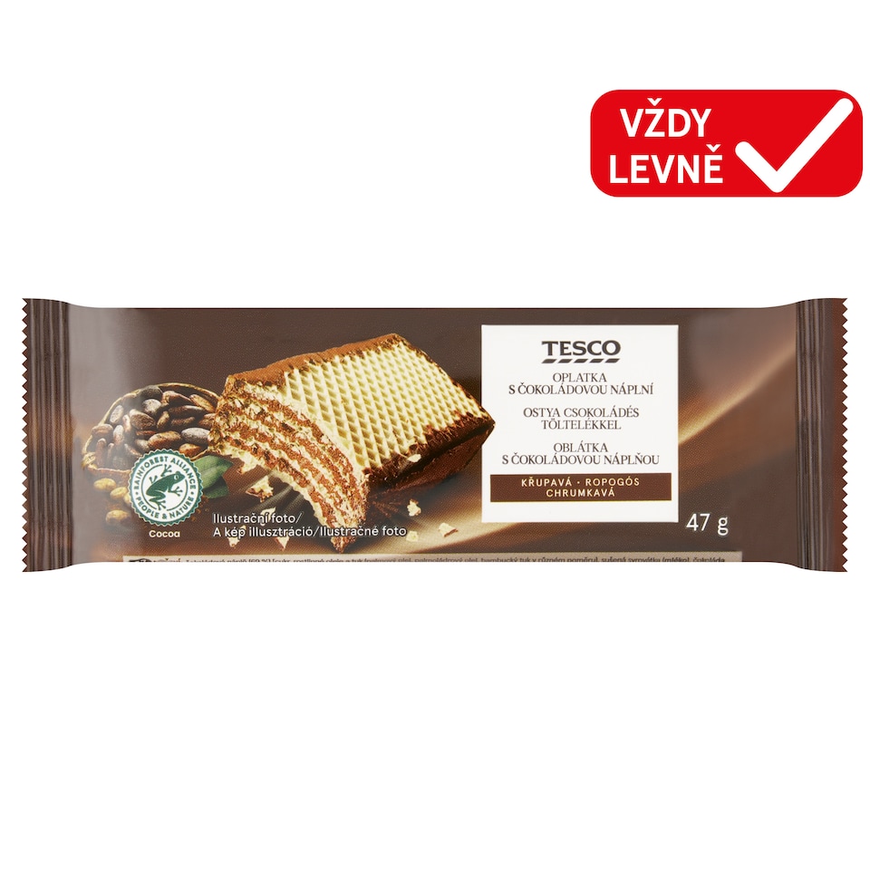 Tesco Wafer with Chocolate Filling 47g