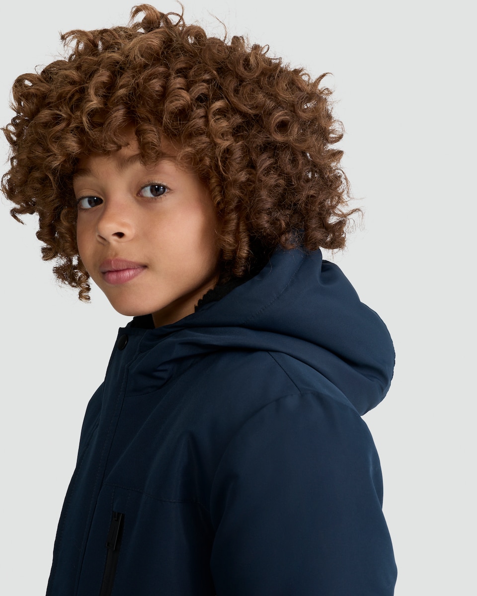 image 1 of F&F Boys Zip Front Hooded Parka in Navy